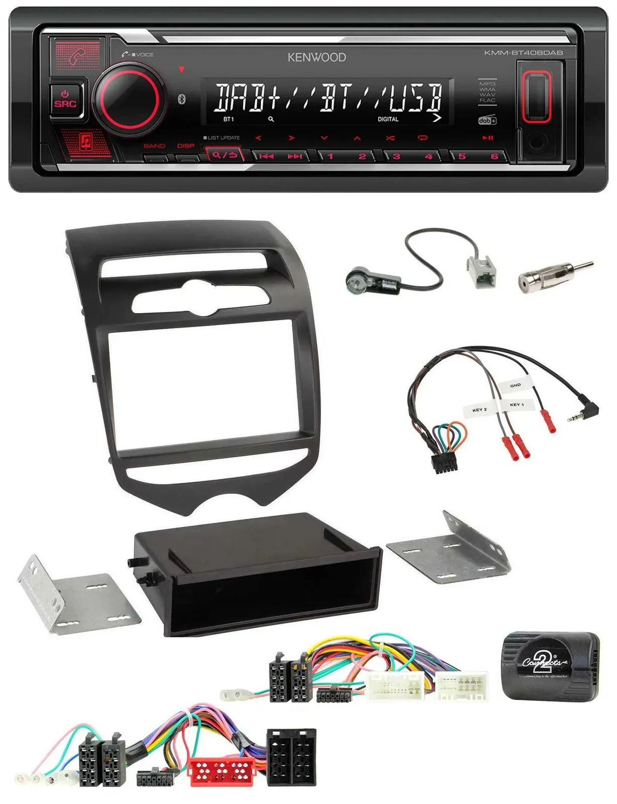 Kenwood Lenkrad Bluetooth USB DAB Autoradio für Hyundai ix20 ab 2010 man. Klima