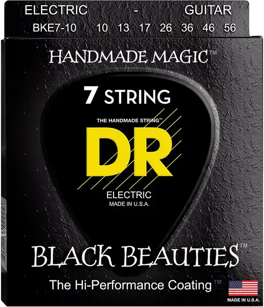 Струны для 7-струнной электрогитары DR Strings BKE7-10 Black Beauties 10-56