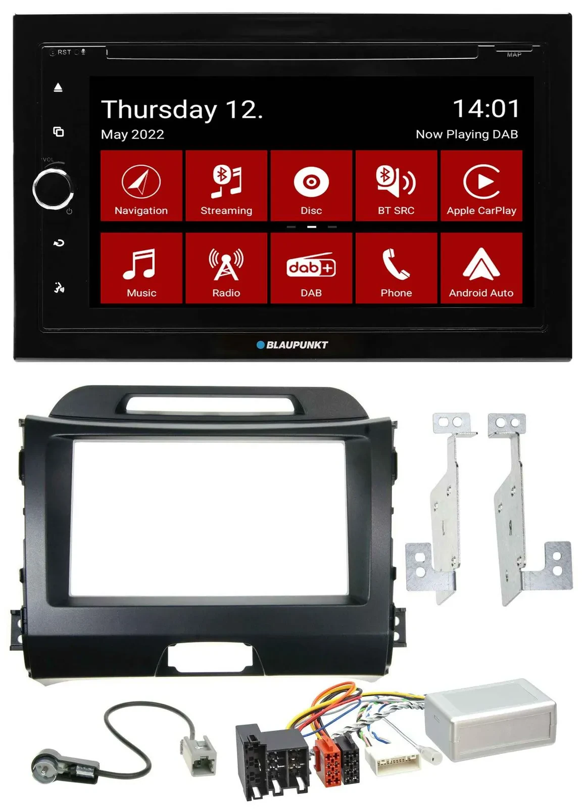 Blaupunkt 2DIN Lenkrad Bluetooth USB TMC DAB Navigation für Kia Sportage 3 10-15