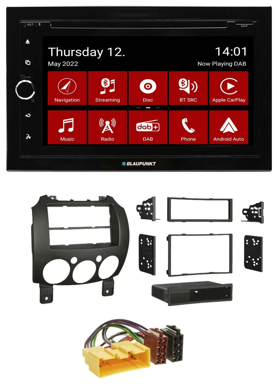 Blaupunkt MP3 DVD Bluetooth DAB 2DIN USB Autoradio für Mazda 2 (ab 2007)