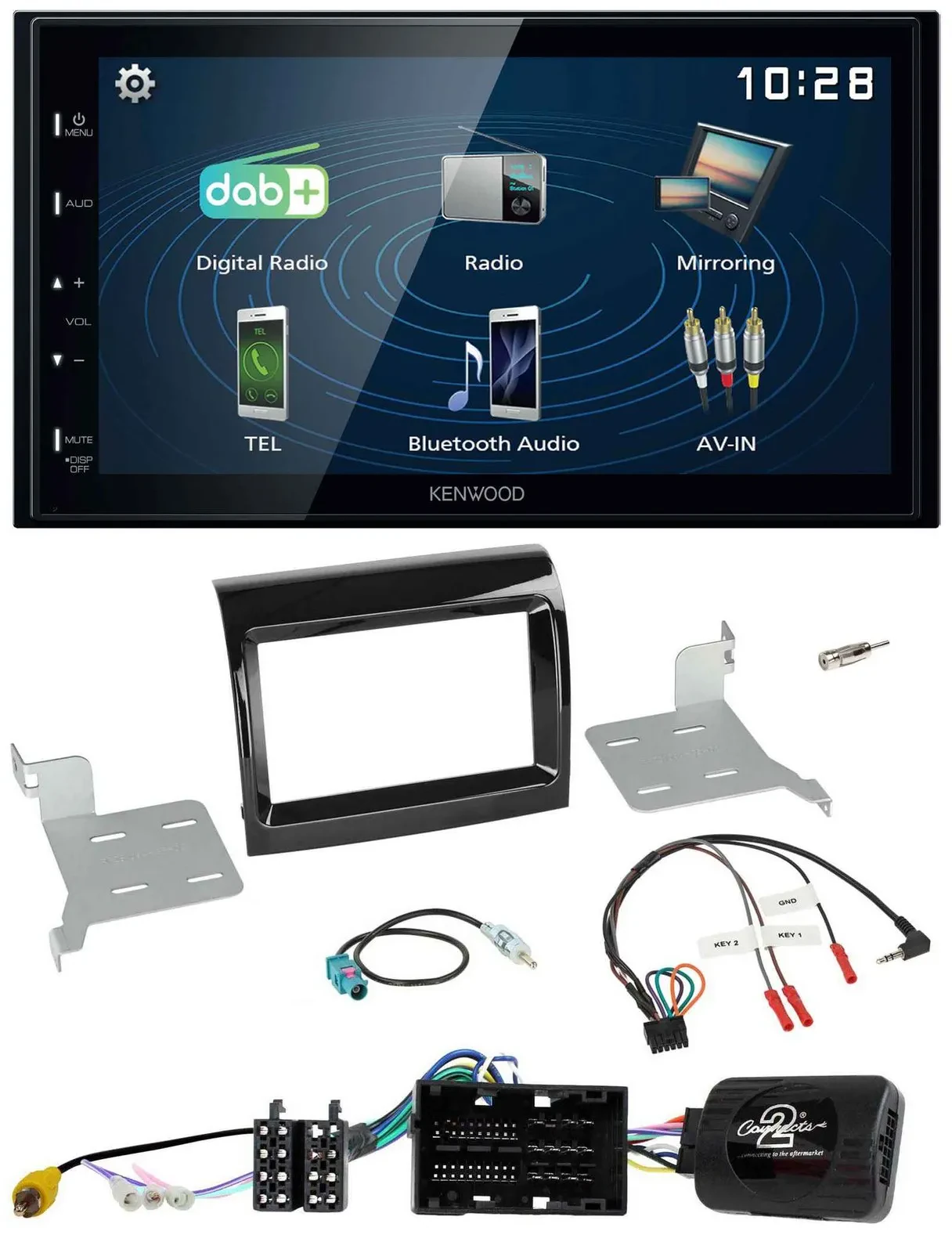 Kenwood 2DIN Bluetooth Lenkrad USB DAB Autoradio für Citroen Fiat Peugeot 2016-2