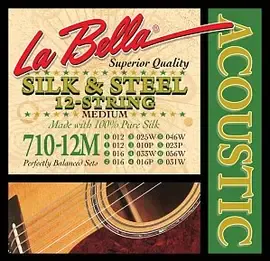 Струны для 12-струнной акустической гитары La Bella 710-12M 12-56, сталь