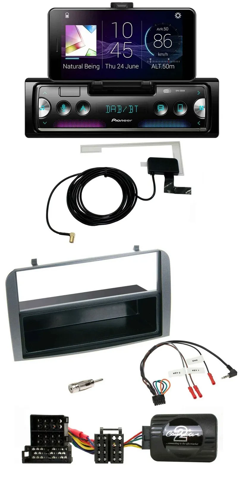 Pioneer DAB Bluetooth Lenkrad USB Autoradio für Alfa 147 GT anthrazit Ablage