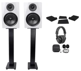 2) Rockville DPM6W 6.5" 420w Dual Studio Monitors+36" Stands+Pads+Headphones