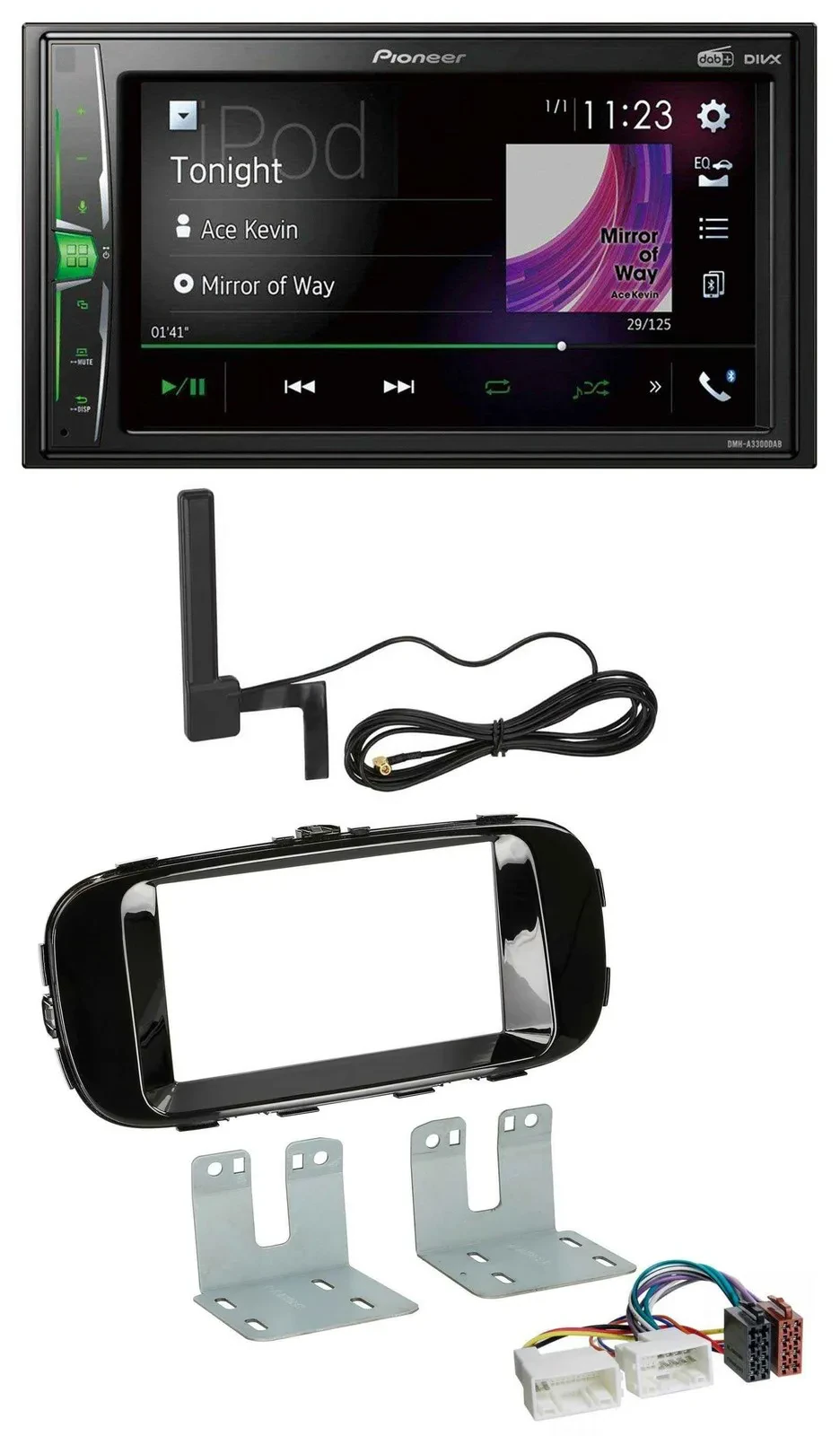 Автомагнитола для Kia Soul PS (с 2014) Pioneer 2-DIN, Bluetooth, DAB, MP3, AUX, черный глянец