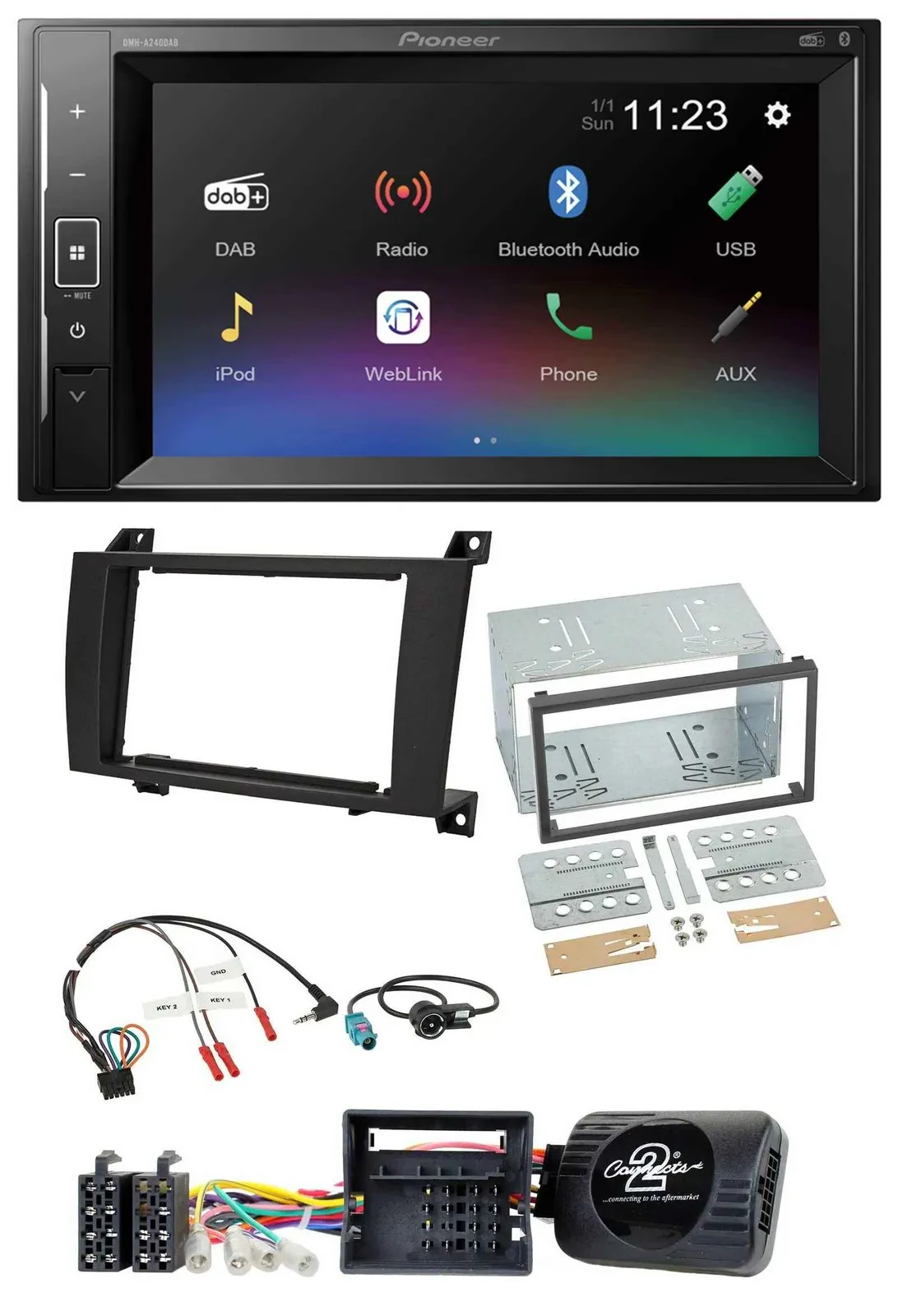 Pioneer DAB Lenkrad 2DIN Bluetooth USB Autoradio für Mercedes SLK 08-11 R171