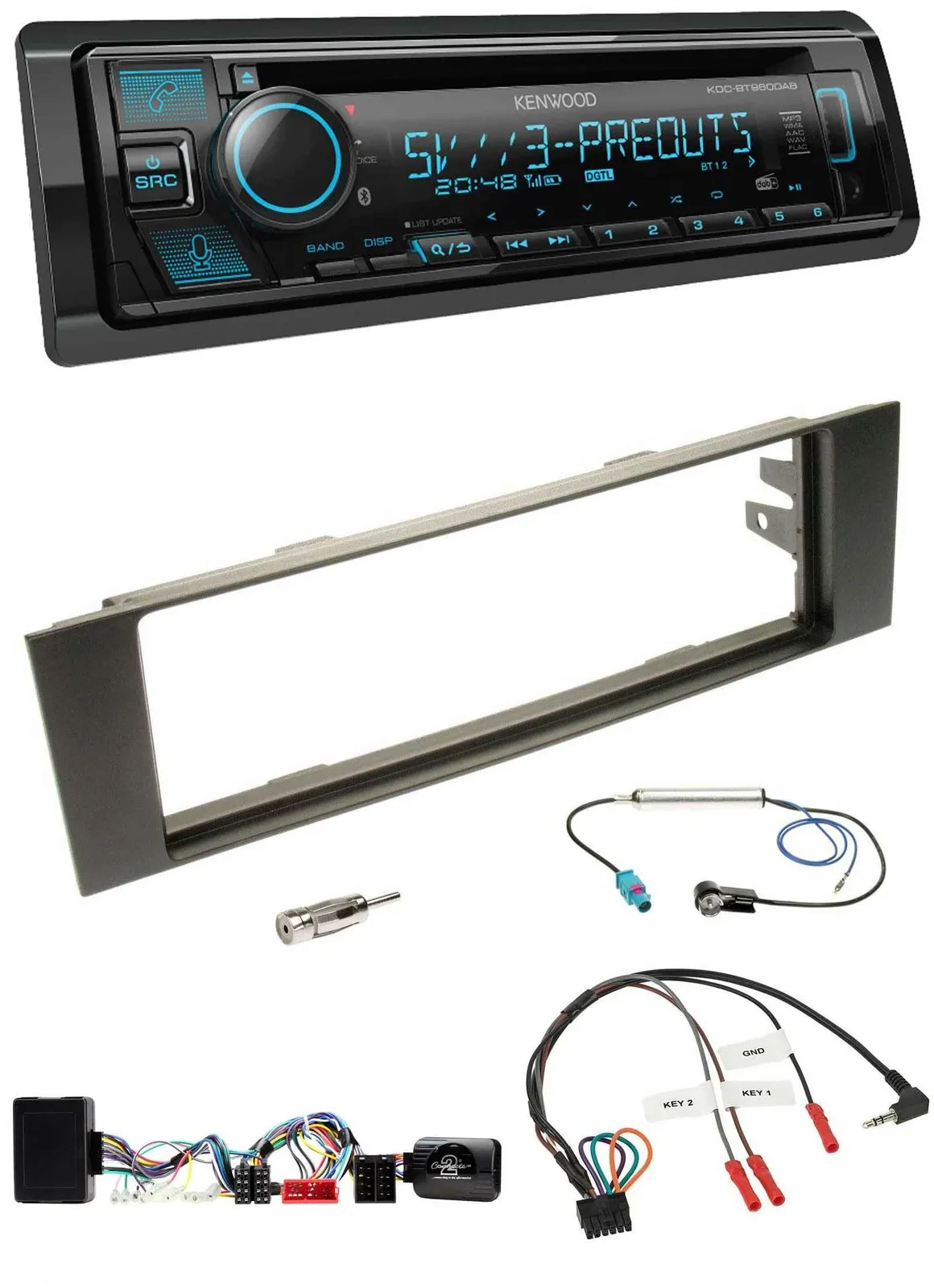 Kenwood Bluetooth USB CD Lenkrad DAB Autoradio für Audi A3 03-06 vollaktiv