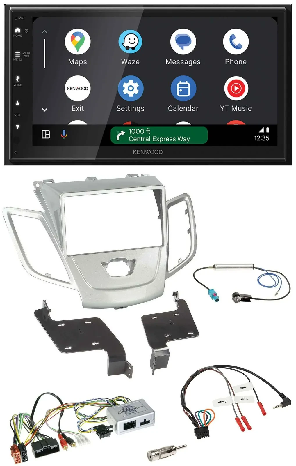 Kenwood DAB Bluetooth USB Lenkrad 2DIN Autoradio für Ford Fiesta 2010-2017 silbe