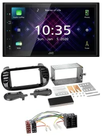 JVC DAB 2DIN MP3 Bluetooth USB Autoradio für Fiat 500 bis 2012 glänzend schwarz