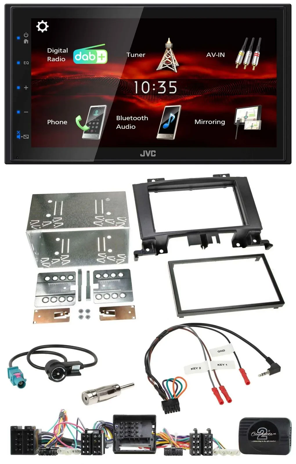 Автомагнитола JVC 2-DIN, USB, Bluetooth, DAB, для Mercedes Sprinter Audio 5/20/50