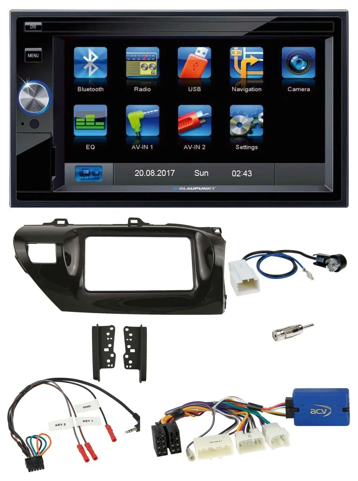 Blaupunkt SD USB TMC Bluetooth 2DIN Lenkrad Navigation für Toyota Hilux 2015-202