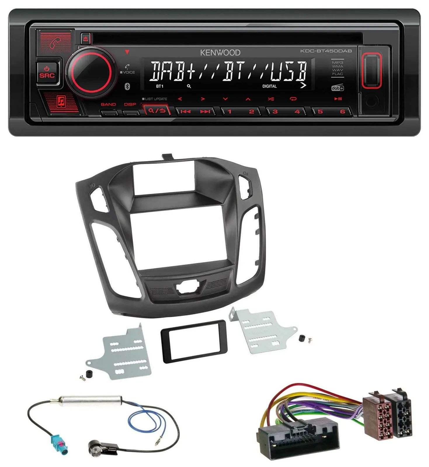 Автомагнитола для Ford Focus (DYB, 2011–2014) Kenwood MP3 CD USB Bluetooth DAB