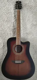 Luna Art Vintage Dreadnought Cutaway Solid Top Acoustic Electric Guitar