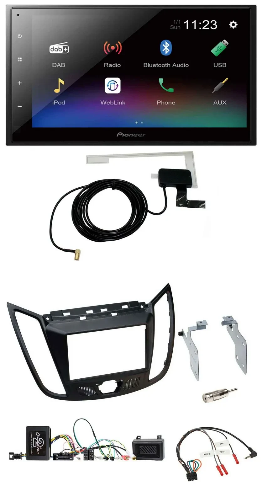 Автомагнитола Pioneer 2DIN, DAB, Bluetooth, USB, для Ford Kuga DM2 (с 2013)