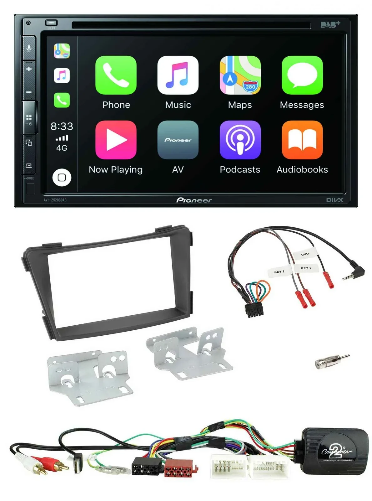 Pioneer DVD 2DIN Lenkrad DAB Bluetooth USB Autoradio für Hyundai i40 11-19 AUX U