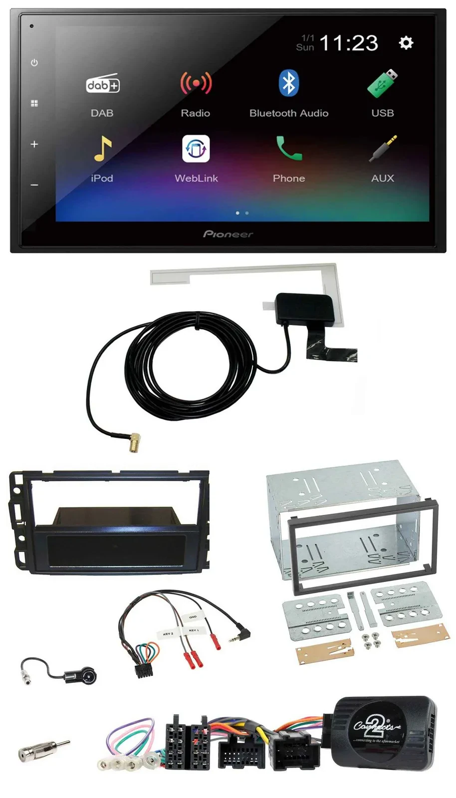 Pioneer DAB Lenkrad Bluetooth 2DIN USB Autoradio für Cadillac BLS YSCF 2006-2010