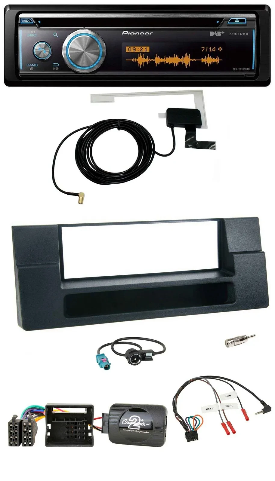 Pioneer Bluetooth DAB Lenkrad USB CD Autoradio für BMW 5er E39 X5 Quadlock Ablag