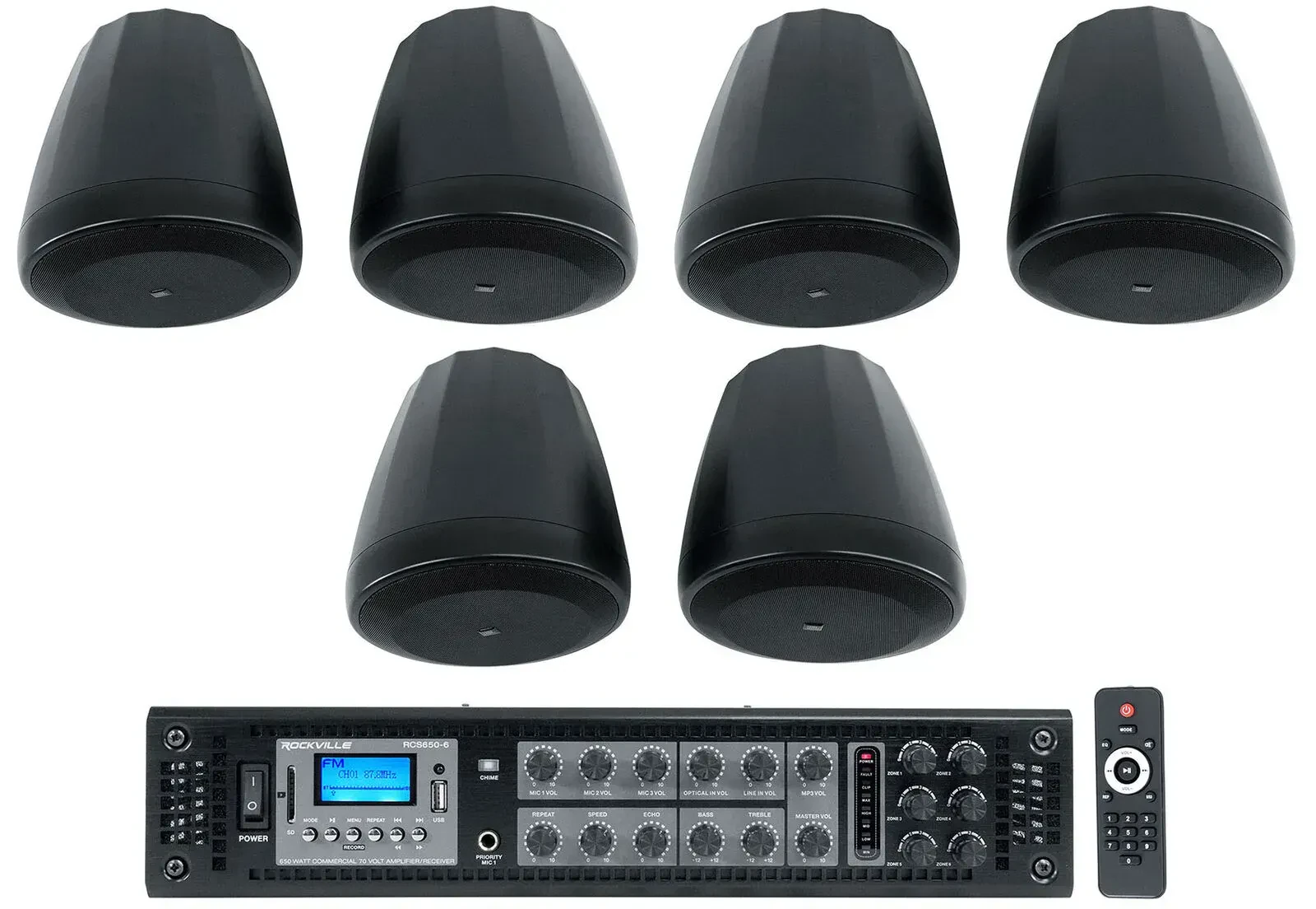 Потолочная акустика JBL Control 67 P/T Black с усилителем (6 штук)