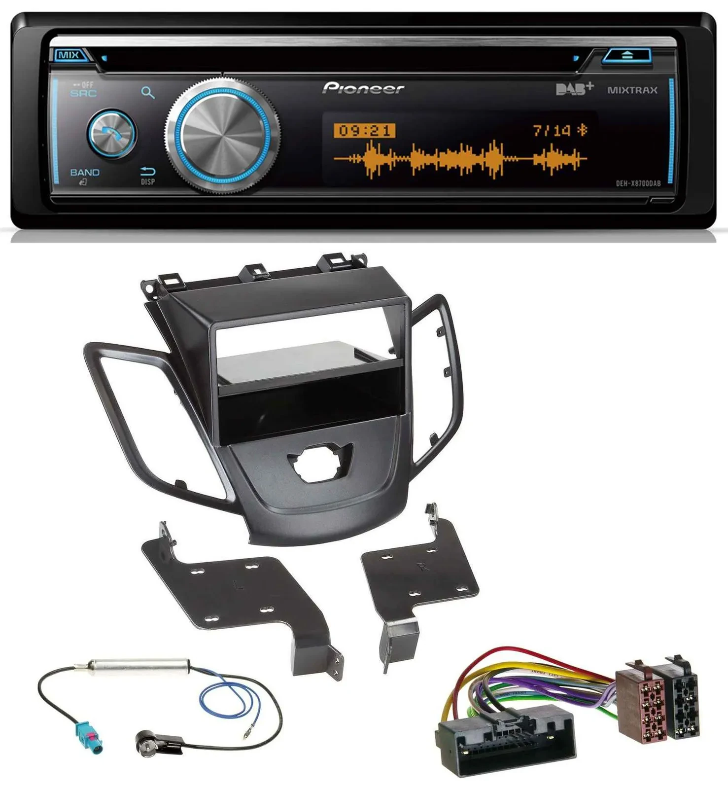 Pioneer MP3 DAB USB CD Bluetooth Autoradio für Ford Fiesta 10-17 JA8 ohne Displa