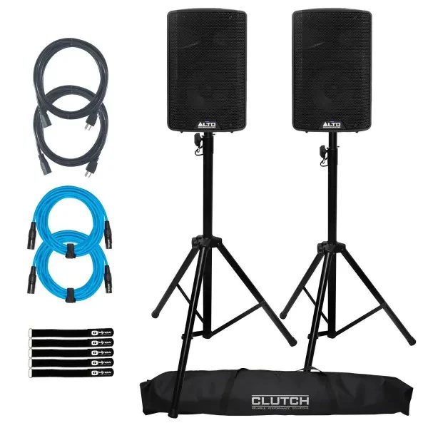 Alto Professional TX408 8" Powered Active DJ PA Speaker Pair w Stands