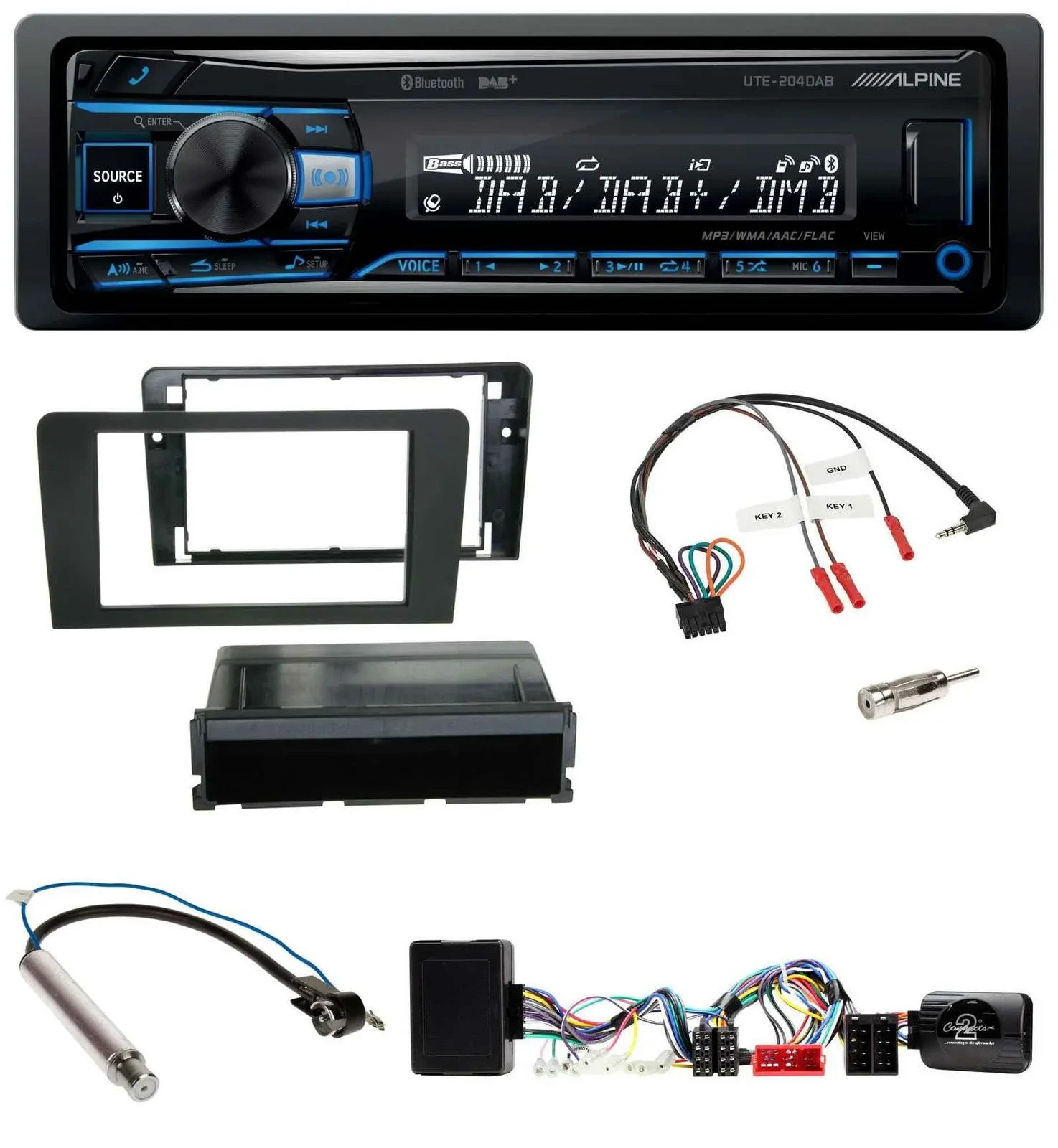 Alpine USB Bluetooth DAB Lenkrad Autoradio für Audi A3 Symphony Aktivsystem ISO