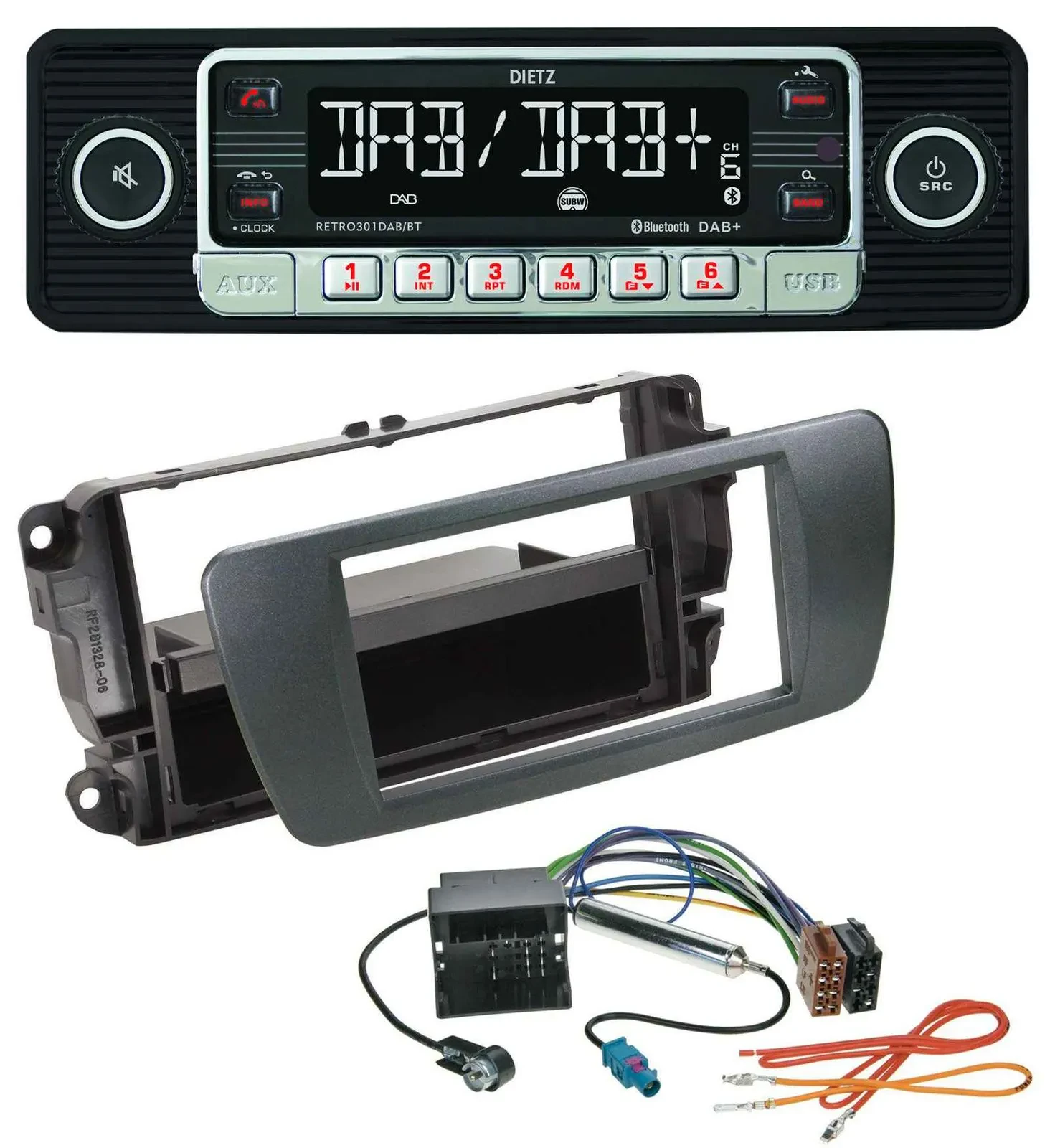 Автомагнитола для Seat Ibiza (с 2008) Dietz USB, DAB, MP3, Bluetooth, черный