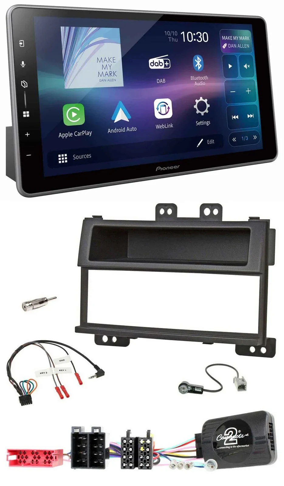 Pioneer Bluetooth USB DAB Lenkrad Autoradio für Hyundai i20 ISO 2009-11 schwarz