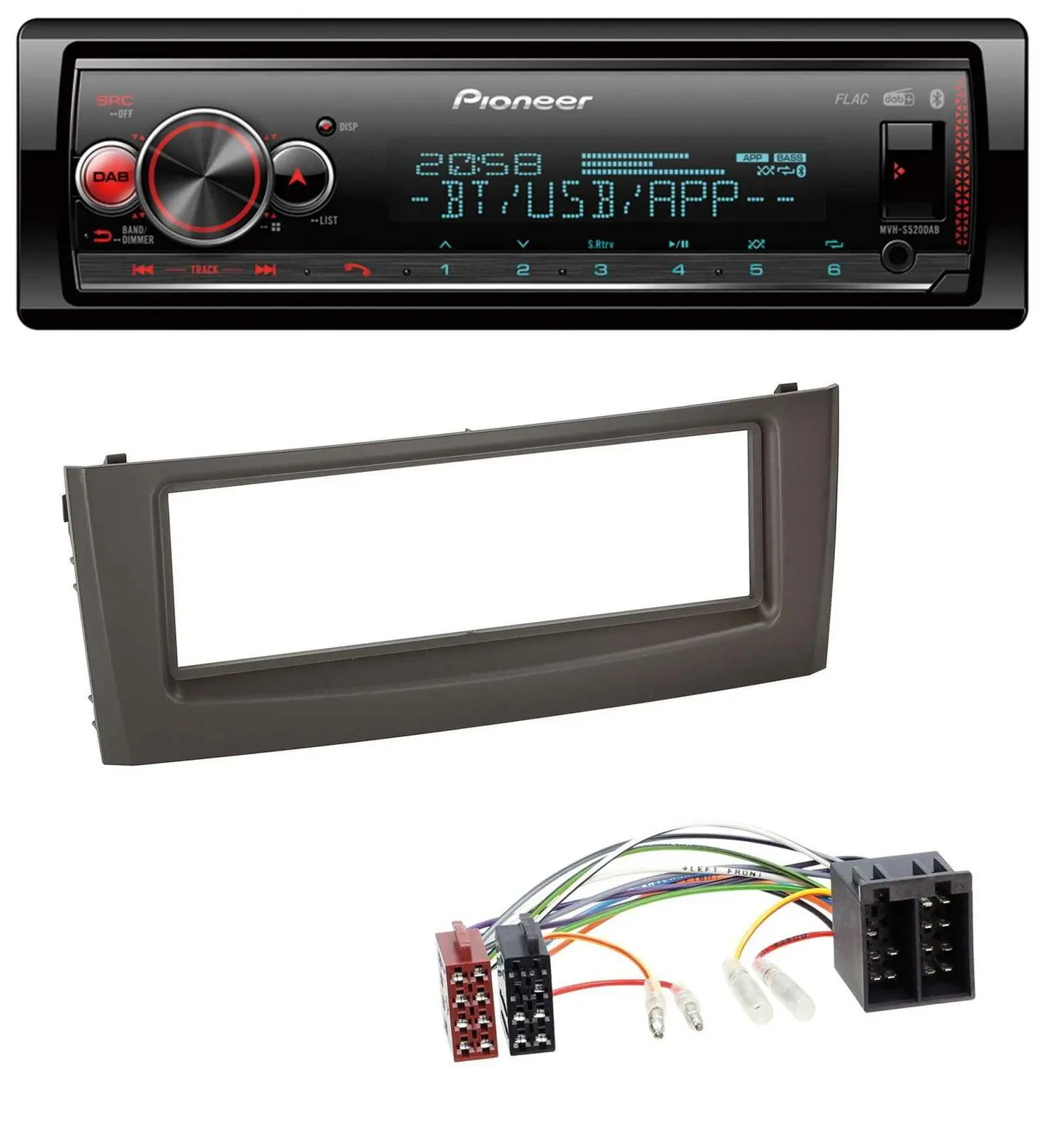 Pioneer Bluetooth USB MP3 DAB Autoradio für Fiat Grande Punto Punto ab 05 schwar