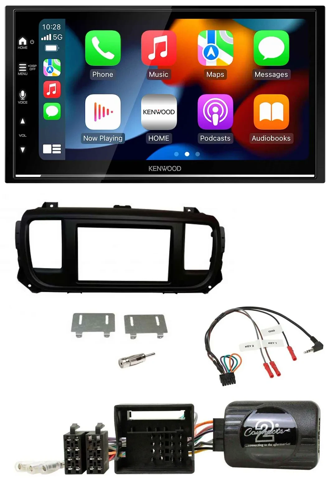 Kenwood DAB USB Bluetooth 2DIN Lenkrad Autoradio für Toyota Proace Citroen Jumpy