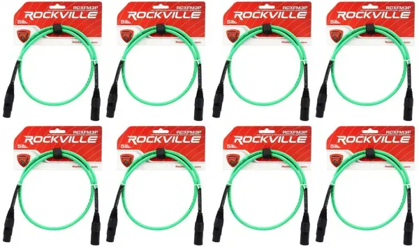 Микрофонный кабель Rockville RCXFM3P-G Green 0.9 м (8 штук)