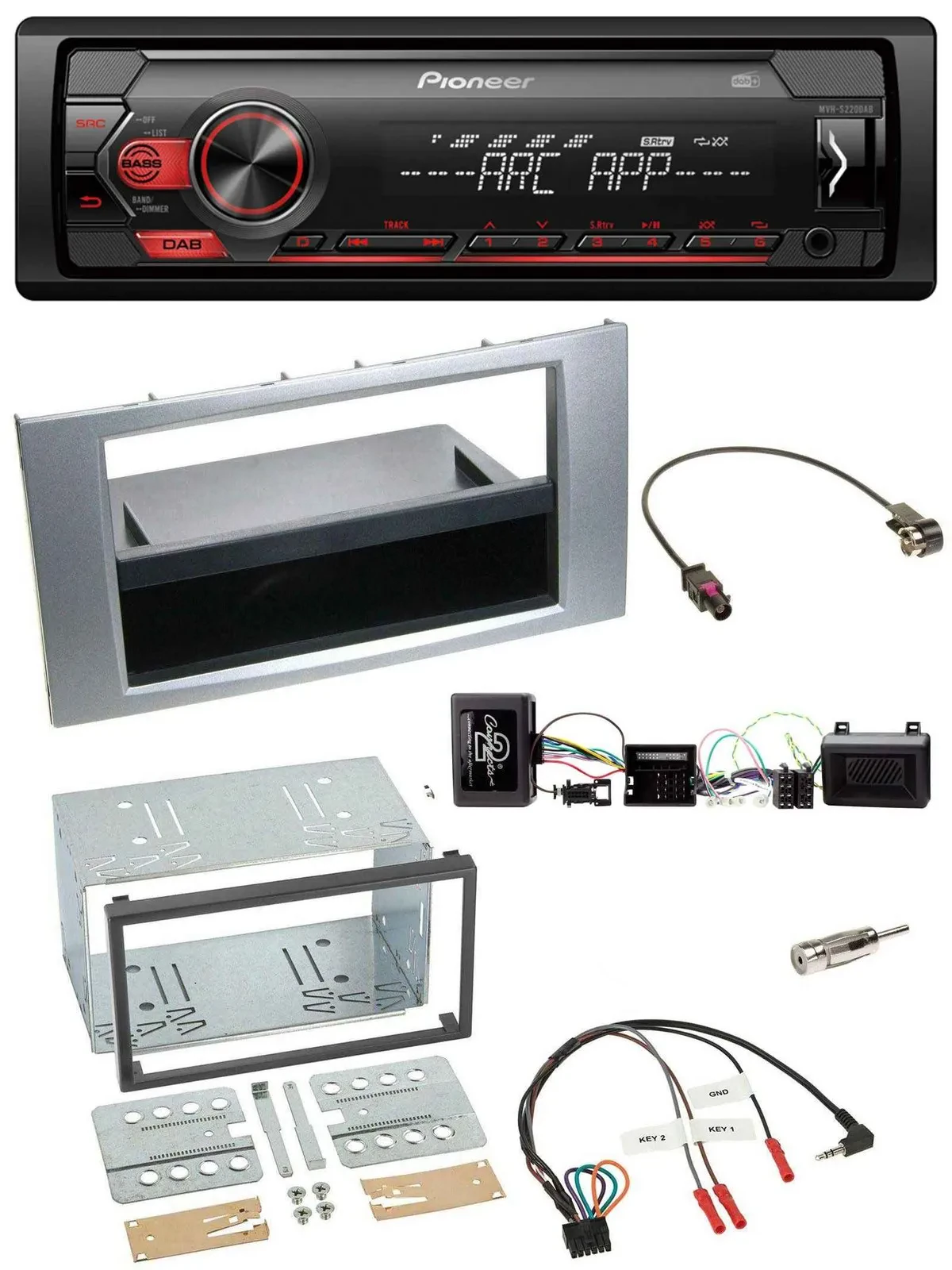 Автомагнитола Pioneer DAB, 1DIN, MP3, USB, серебристая, для Ford Kuga 2008–2012