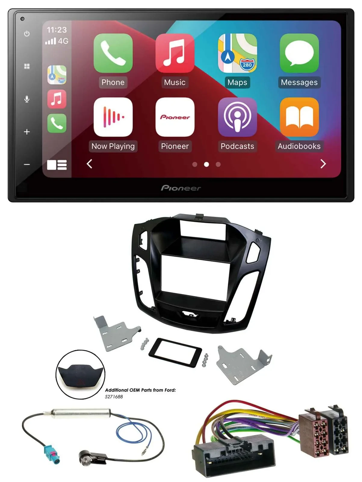 Pioneer USB MP3 DAB 2DIN Bluetooth Autoradio für Ford Focus 2014-2018 schwarz