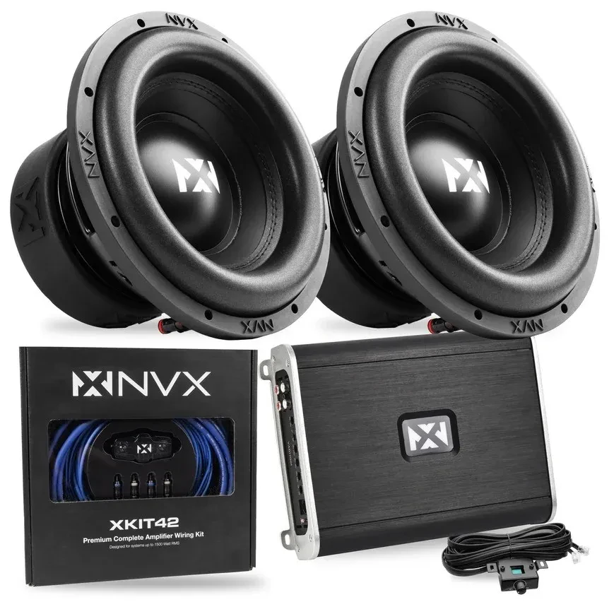 NVX YSW102 800W 10" Subwoofer + Monoblock Car Amplifier with Wiring Kit