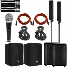 RCF Evox J8 Active 2-Way Portable PA DJ Array Speaker Systems w Covers