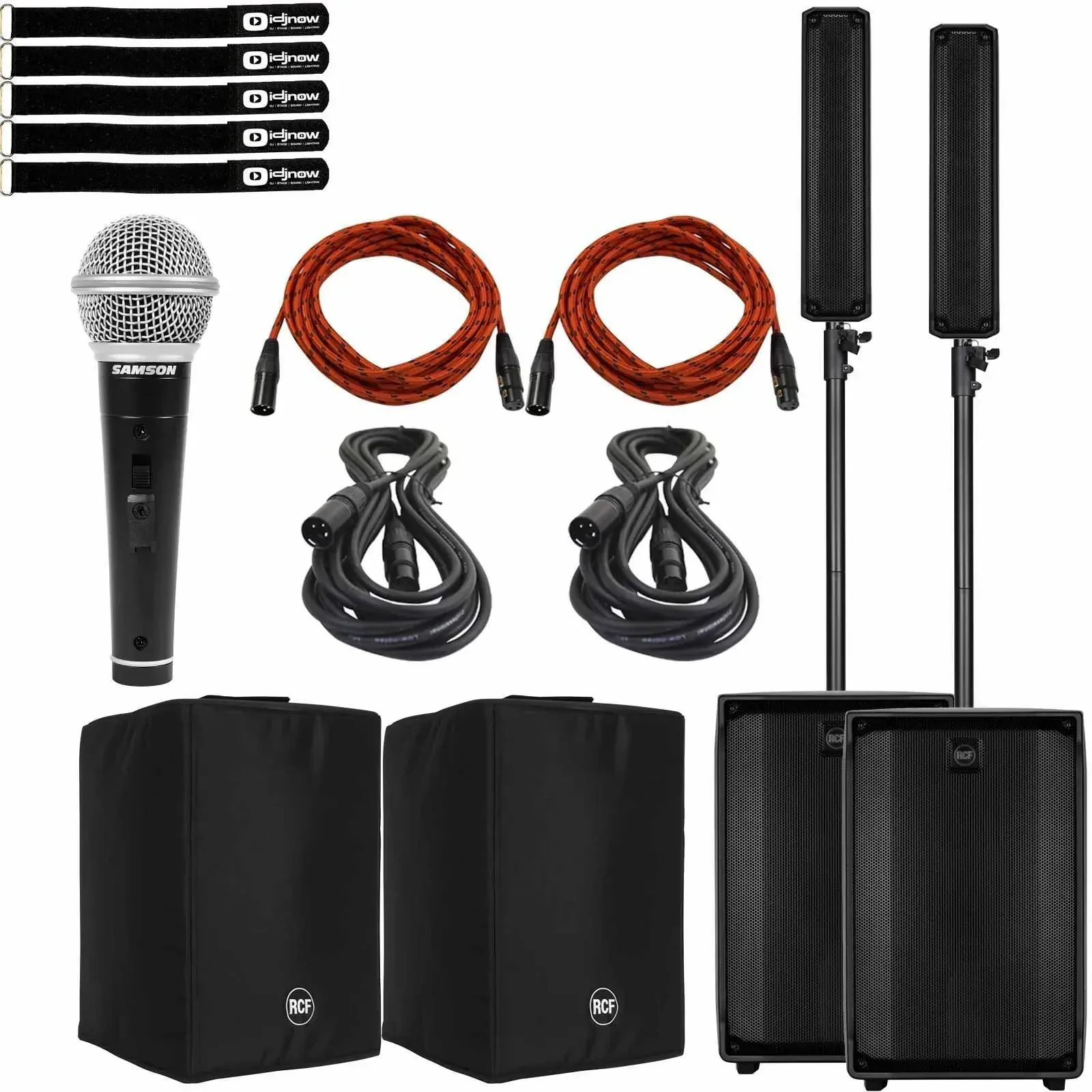 RCF Evox J8 Active 2-Way Portable PA DJ Array Speaker Systems w Covers