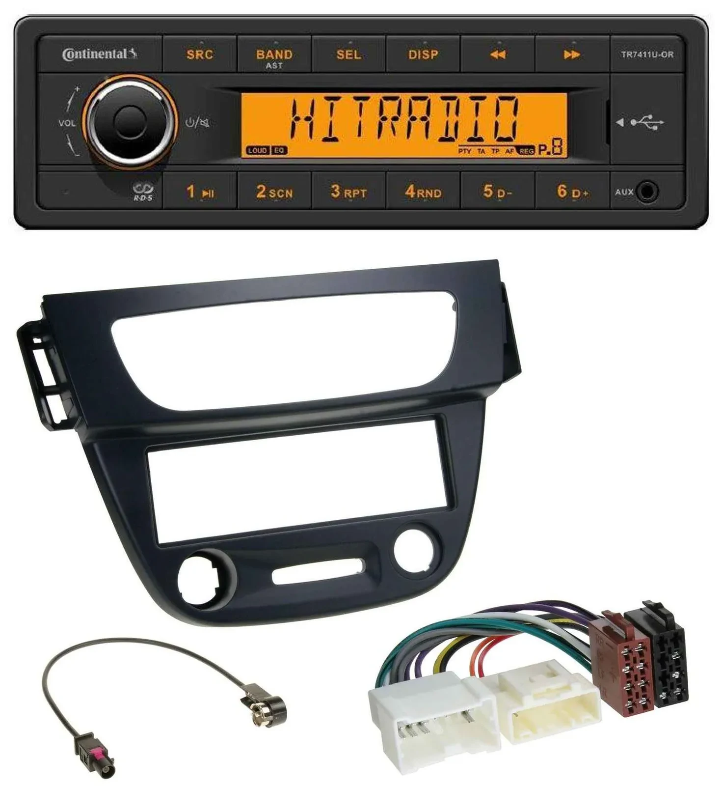 Continental 1DIN USB AUX MP3 Autoradio für Renault Megane 3 09-14 schwarz
