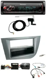 Автомагнитола для Seat Leon 2005–2010 Pioneer Bluetooth, DAB, USB, темно-серый, поддержка кнопок на руле