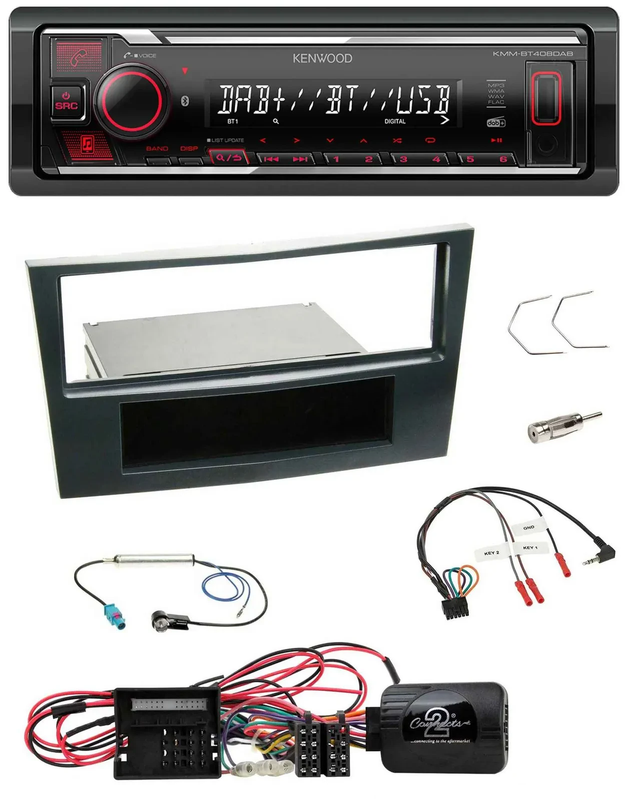 Kenwood Lenkrad Bluetooth USB DAB Autoradio für Opel Corsa D Schwarz 09-14