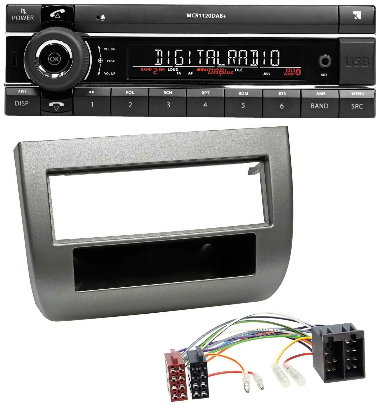 Kienzle Bluetooth MP3 USB DAB Autoradio für Lancia Y (843 03-11) anthrazit