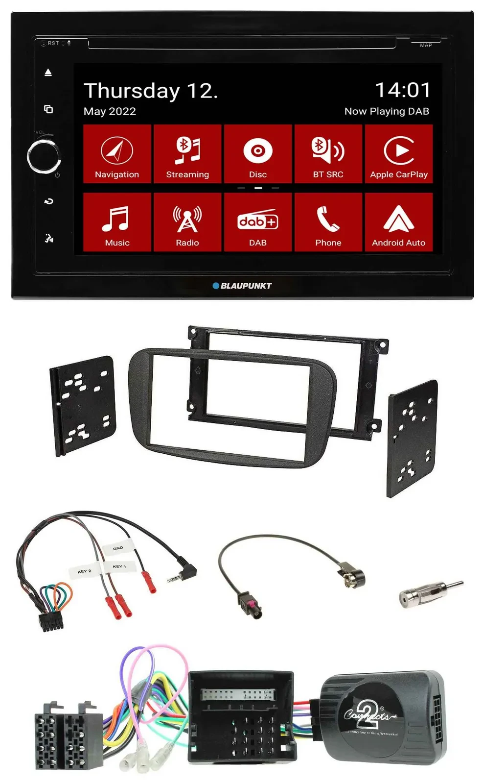 Blaupunkt 2DIN Lenkrad Bluetooth USB TMC DAB Navigation für Ford S-Max Mondeo Ca
