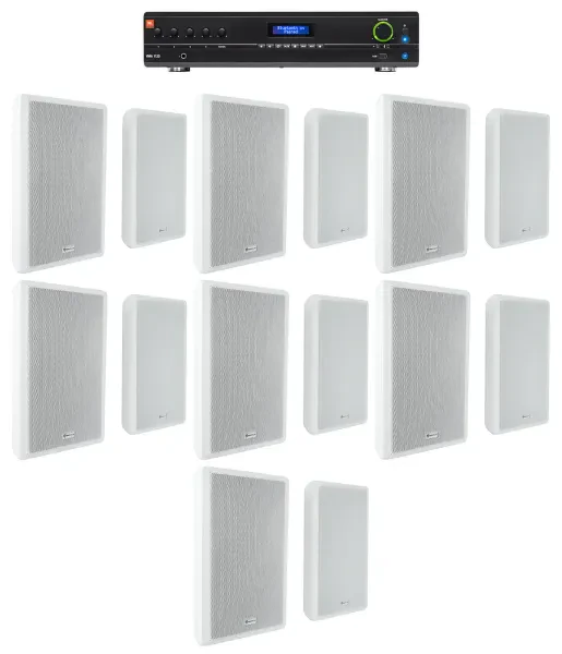 Настенная акустика JBL Rock Slim 70W White с усилителем (14 штук)
