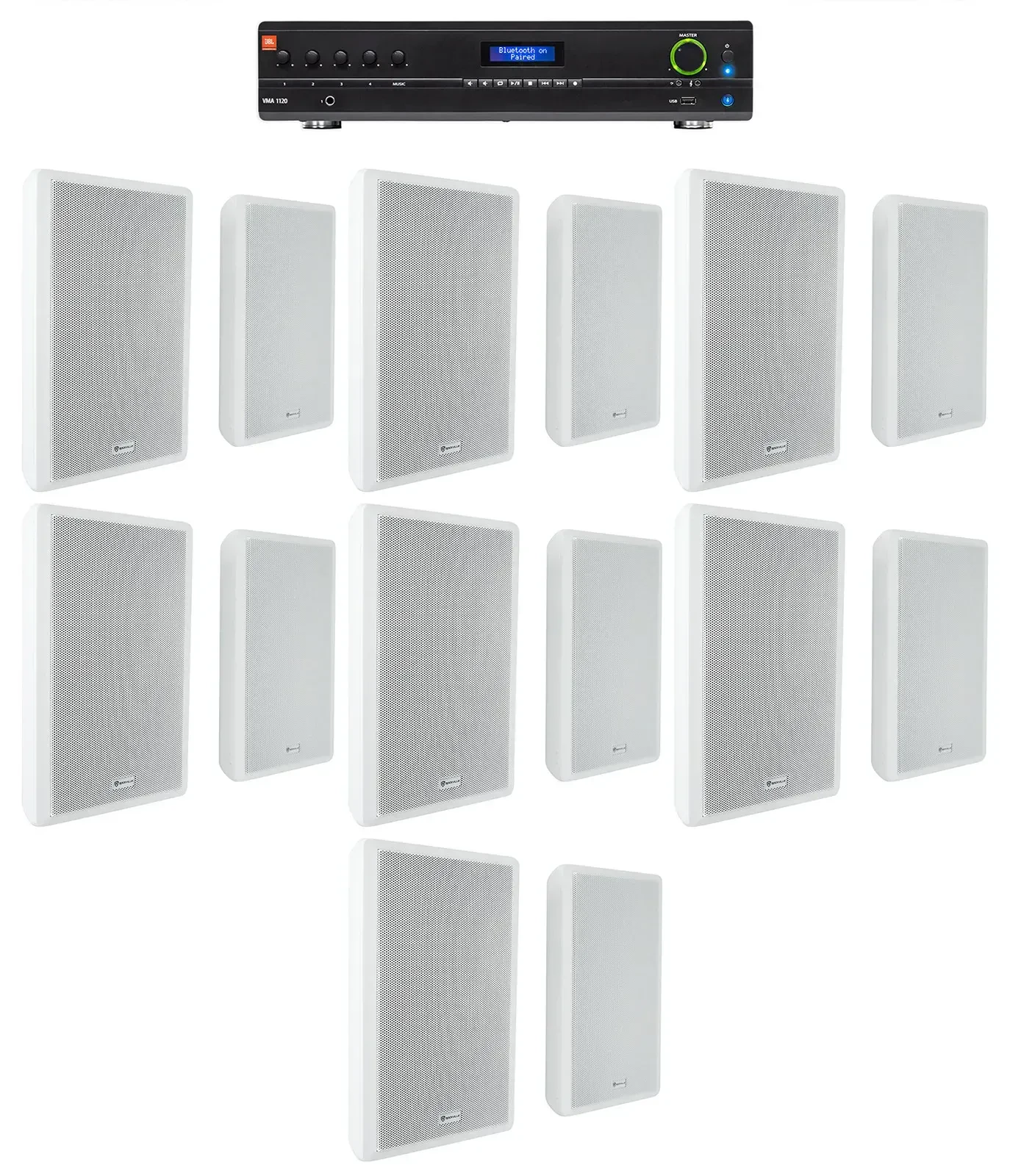 Настенная акустика JBL Rock Slim 70W White с усилителем (14 штук)