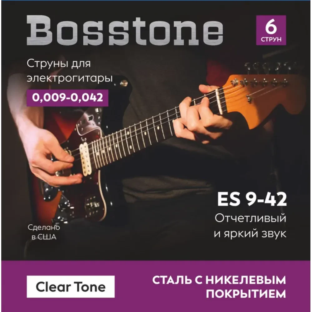 Струны для электрогитары Bosstone ES 9-42 ClearTone Nickel Plated Steel 9-42