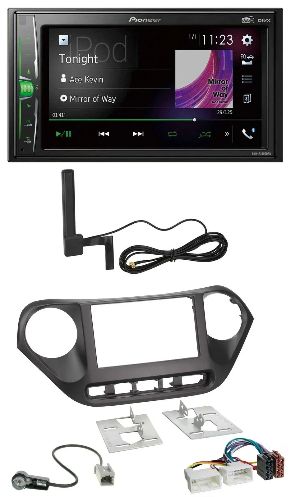 Автомагнитола для Hyundai i10 (с 2013) Pioneer 2DIN, Bluetooth, DAB, MP3, AUX