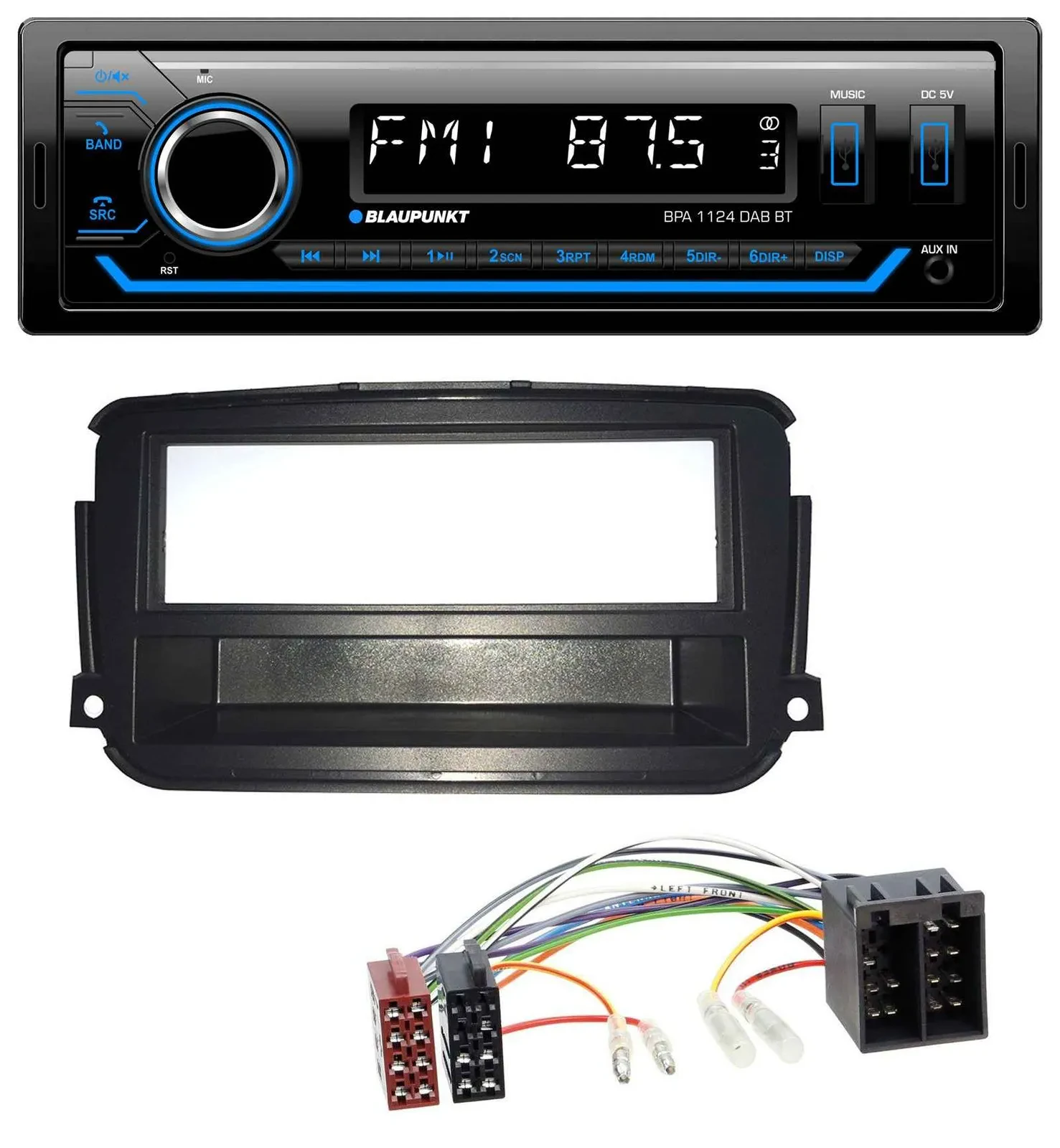 Blaupunkt Bluetooth USB DAB MP3 Autoradio für Smart ForTwo (451, ab 2010)