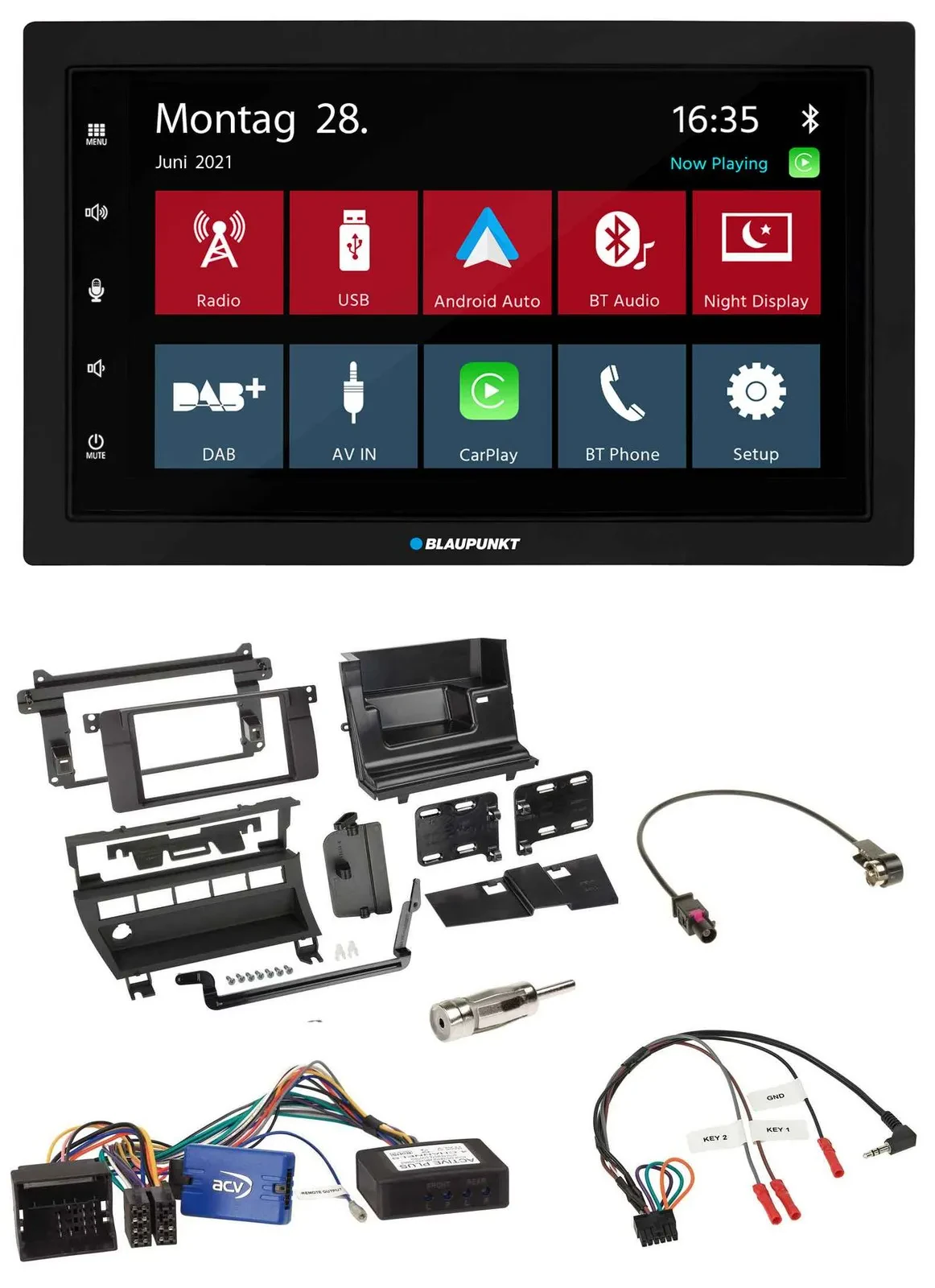 Blaupunkt Lenkrad Bluetooth DAB 2DIN USB Autoradio für BMW 3er 02-06 E46 5 Schal