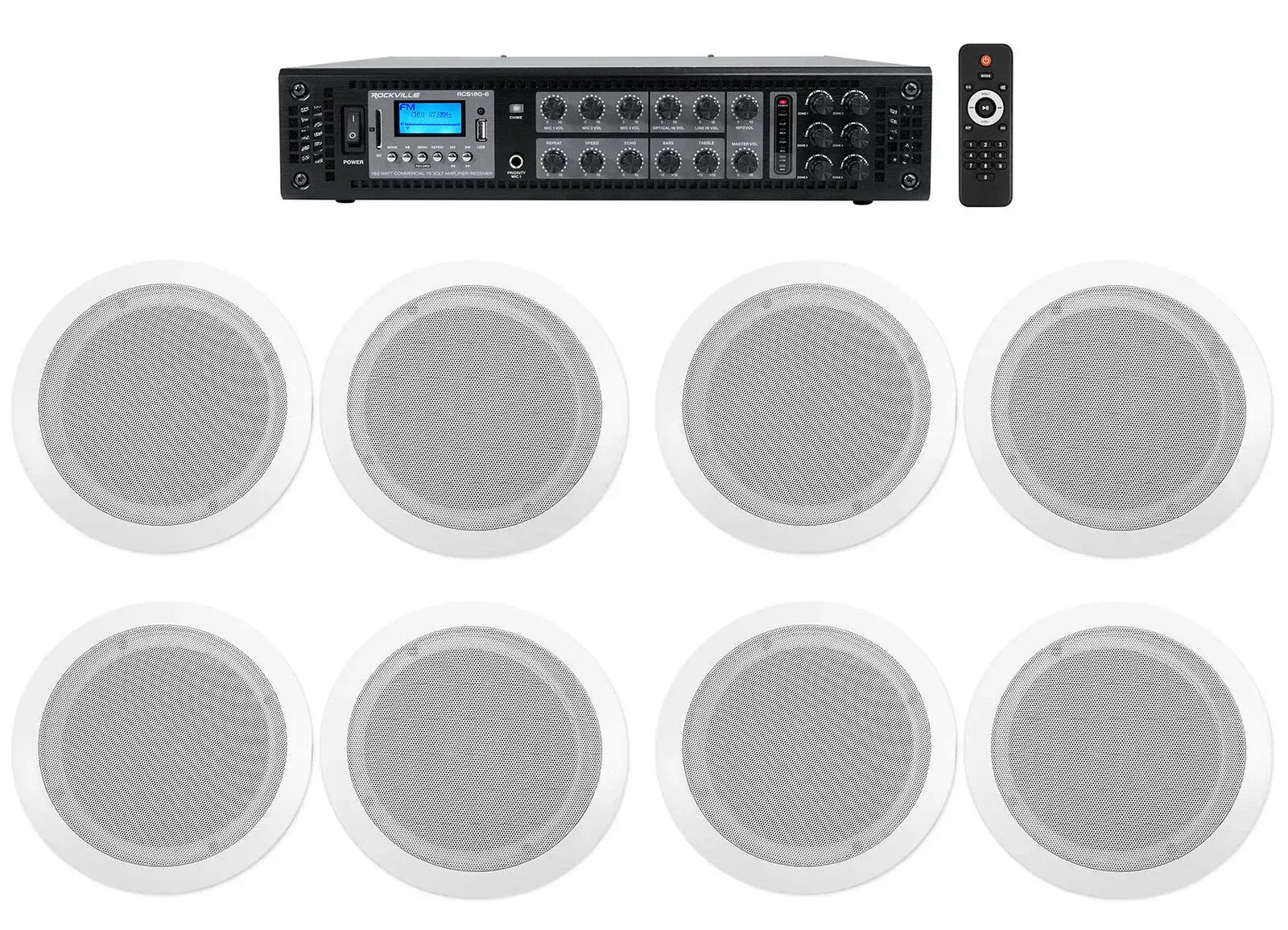 Потолочная акустика Rockville RCS180-6+(4) CC65T White с усилителем (8 штук)