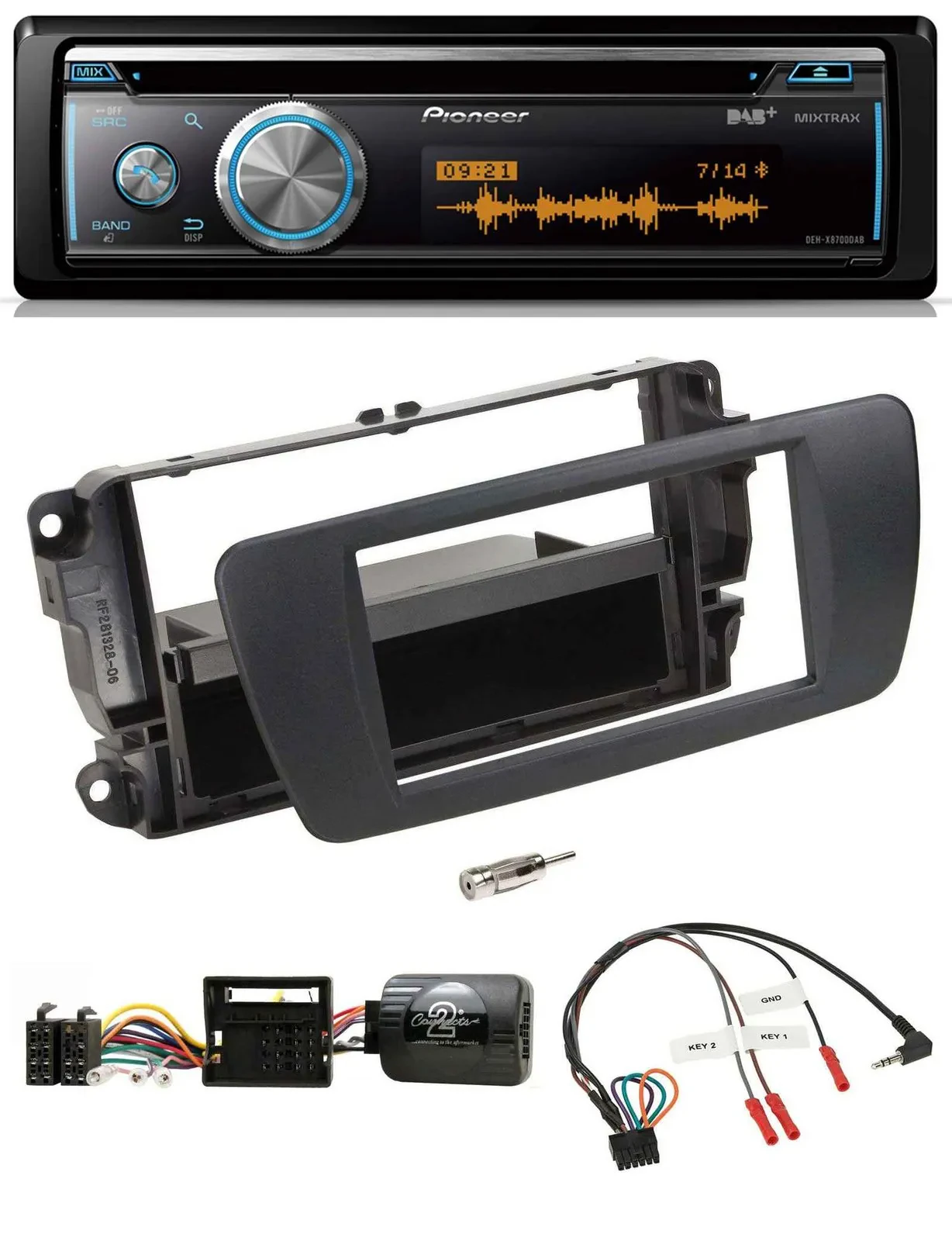 Автомагнитола для Seat Ibiza Pioneer DAB, USB, CD, Bluetooth черный