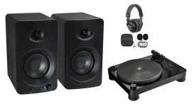 Audio Technica AT-LP7X Fully Manual Belt-Drive Turntable+Monitors+Headphones