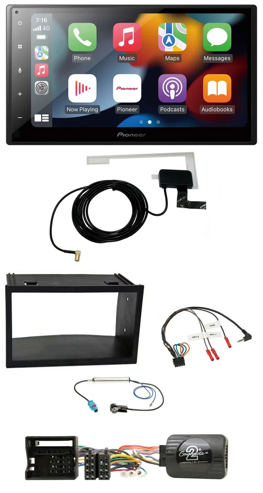 Автомагнитола Pioneer 2DIN USB, Bluetooth, DAB для VW Polo/Passat (Quadlock)